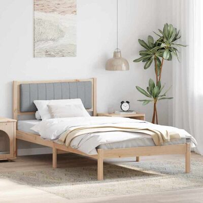 vidaXL Bettgestell mit gepolstertem Kopfteil Hellgrau 100 x 200 cm - Braun vidaXL Bettgestell mit gepolstertem Kopfteil Hellgrau 100 x 200 cm - Braun