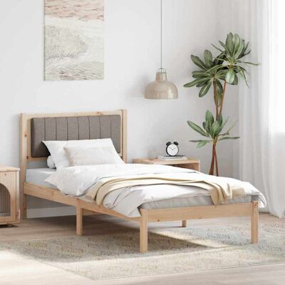 vidaXL Bettgestell mit gepolstertem Kopfteil Taupe 90 x 200 cm - Braun vidaXL Bettgestell mit gepolstertem Kopfteil Taupe 90 x 200 cm - Braun