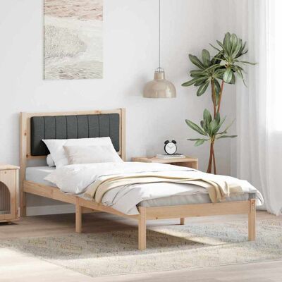 vidaXL Bettgestell mit gepolstertem Kopfteil Dunkelgrau 90 x 190 cm - Braun vidaXL Bettgestell mit gepolstertem Kopfteil Dunkelgrau 90 x 190 cm - Braun