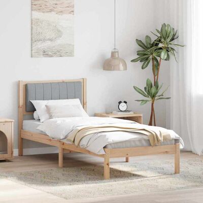 vidaXL Bettgestell mit gepolstertem Kopfteil Hellgrau 75 x 190 cm - Braun vidaXL Bettgestell mit gepolstertem Kopfteil Hellgrau 75 x 190 cm - Braun
