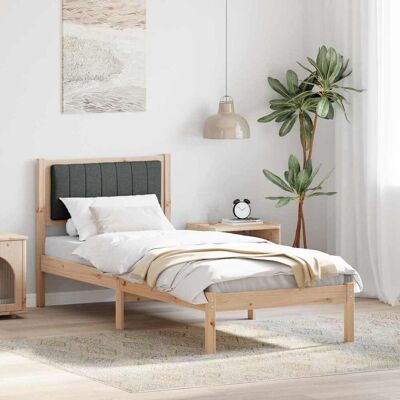 vidaXL Bettgestell mit gepolstertem Kopfteil Dunkelgrau 75 x 190 cm - Braun vidaXL Bettgestell mit gepolstertem Kopfteil Dunkelgrau 75 x 190 cm - Braun