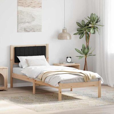 vidaXL Bettgestell mit gepolstertem Kopfteil Schwarz 75 x 190 cm - Braun vidaXL Bettgestell mit gepolstertem Kopfteil Schwarz 75 x 190 cm - Braun
