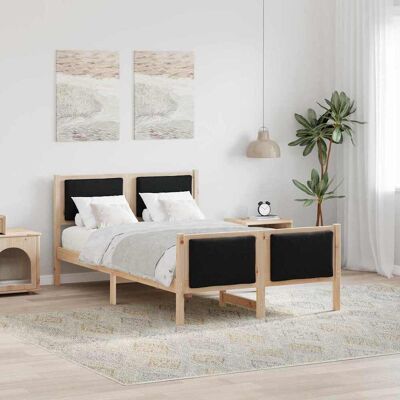 vidaXL Bettrahmen mit Kopfteil Schwarz 120 x 190 cm Stoff - Braun vidaXL Bettrahmen mit Kopfteil Schwarz 120 x 190 cm Stoff - Braun