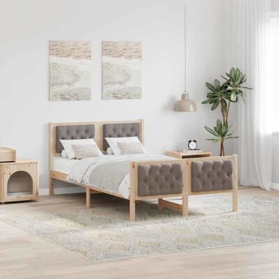 vidaXL Bettrahmen mit Kopfteil Taupe 135 x 190 cm Massives Kiefernholz - Taupe vidaXL Bettrahmen mit Kopfteil Taupe 135 x 190 cm Massives Kiefernholz - Taupe