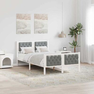 vidaXL Bettrahmen Hellgrau 135 x 190 cm Massives Kiefernholz - Hellgrau vidaXL Bettrahmen Hellgrau 135 x 190 cm Massives Kiefernholz - Hellgrau