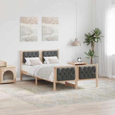 vidaXL Bettrahmen Dunkelgrau 120 x 190 cm Massives Kiefernholz - Braun vidaXL Bettrahmen Dunkelgrau 120 x 190 cm Massives Kiefernholz - Braun