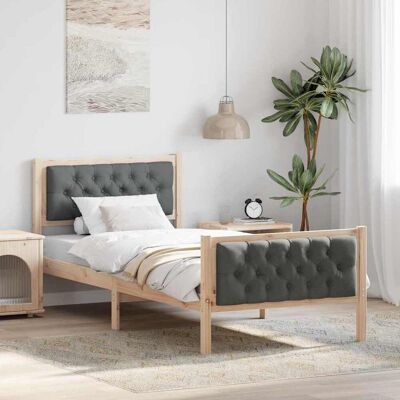 vidaXL Bettrahmen Dunkelgrau 90 x 190 cm Massives Kiefernholz - Braun vidaXL Bettrahmen Dunkelgrau 90 x 190 cm Massives Kiefernholz - Braun