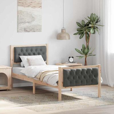 vidaXL Bettrahmen Dunkelgrau 75 x 190 cm Massives Kiefernholz - Braun vidaXL Bettrahmen Dunkelgrau 75 x 190 cm Massives Kiefernholz - Braun