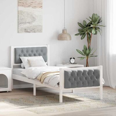 vidaXL Bettrahmen Hellgrau 75 x 190 cm Massives Kiefernholz - Weiß vidaXL Bettrahmen Hellgrau 75 x 190 cm Massives Kiefernholz - Weiß
