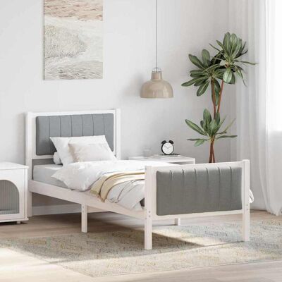 vidaXL Bettgestell Weiß und Hellgrau 80 x 200 cm Massivholz Kiefer - Weiß vidaXL Bettgestell Weiß und Hellgrau 80 x 200 cm Massivholz Kiefer - Weiß