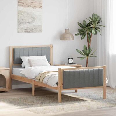 vidaXL Bettgestell Braun und hellgrau 90 x 190 cm Massivholz Kiefer - Braun vidaXL Bettgestell Braun und hellgrau 90 x 190 cm Massivholz Kiefer - Braun