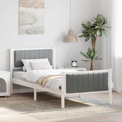 vidaXL Bettgestell Weiß und Hellgrau 90 x 190 cm Massivholz Kiefer - Weiß vidaXL Bettgestell Weiß und Hellgrau 90 x 190 cm Massivholz Kiefer - Weiß