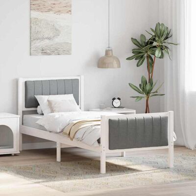 vidaXL Bettgestell Weiß und Hellgrau 75 x 190 cm Massivholz Kiefer - Weiß vidaXL Bettgestell Weiß und Hellgrau 75 x 190 cm Massivholz Kiefer - Weiß