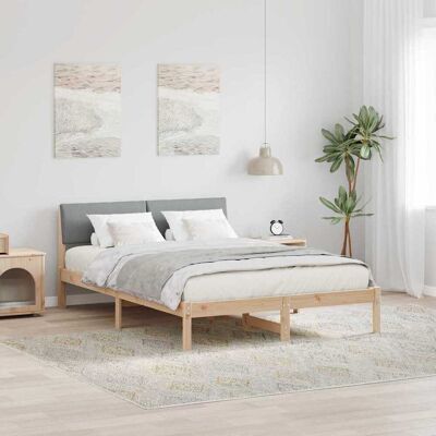 vidaXL Bettgestell Braun und hellgrau 135 x 190 cm Massivholz Kiefer - Braun vidaXL Bettgestell Braun und hellgrau 135 x 190 cm Massivholz Kiefer - Braun