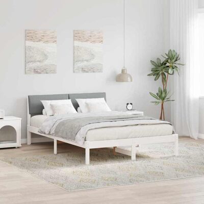 vidaXL Bettgestell Weiß und Hellgrau 135 x 190 cm Massivholz Kiefer - Weiß vidaXL Bettgestell Weiß und Hellgrau 135 x 190 cm Massivholz Kiefer - Weiß