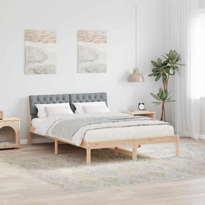 vidaXL Bettgestell Braun und hellgrau 140 x 200 cm Massivholz Kiefer - Braun vidaXL Bettgestell Braun und hellgrau 140 x 200 cm Massivholz Kiefer - Braun