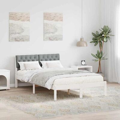vidaXL Bettgestell Weiß und Hellgrau 120 x 200 cm Massivholz Kiefer - Weiß vidaXL Bettgestell Weiß und Hellgrau 120 x 200 cm Massivholz Kiefer - Weiß
