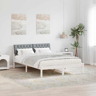 vidaXL Bettgestell Weiß und Hellgrau 135 x 190 cm Massivholz Kiefer - Weiß vidaXL Bettgestell Weiß und Hellgrau 135 x 190 cm Massivholz Kiefer - Weiß