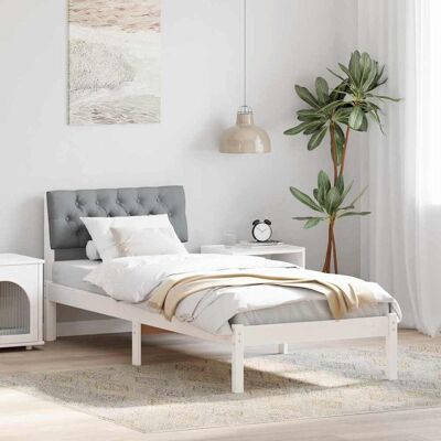 vidaXL Bettgestell Weiß und Hellgrau 80 x 200 cm Massivholz Kiefer - Weiß vidaXL Bettgestell Weiß und Hellgrau 80 x 200 cm Massivholz Kiefer - Weiß