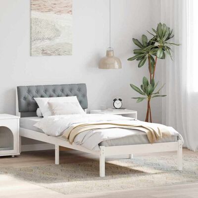 vidaXL Bettgestell Weiß und Hellgrau 90 x 190 cm Massivholz Kiefer - Weiß vidaXL Bettgestell Weiß und Hellgrau 90 x 190 cm Massivholz Kiefer - Weiß