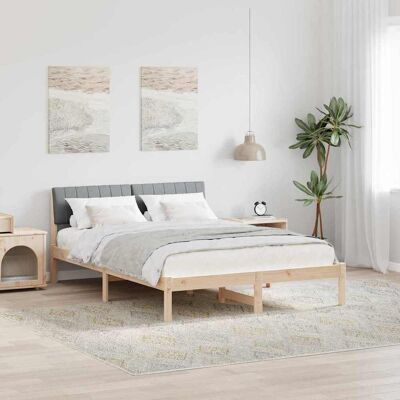 vidaXL Bettgestell Braun und hellgrau 135 x 190 cm Massivholz Kiefer - Braun vidaXL Bettgestell Braun und hellgrau 135 x 190 cm Massivholz Kiefer - Braun
