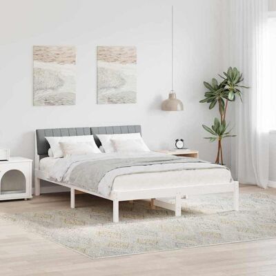 vidaXL Bettgestell Weiß und Hellgrau 135 x 190 cm Massivholz Kiefer - Weiß vidaXL Bettgestell Weiß und Hellgrau 135 x 190 cm Massivholz Kiefer - Weiß