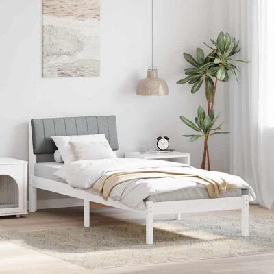 vidaXL Bettgestell Weiß und Hellgrau 75 x 190 cm Massivholz Kiefer - Weiß vidaXL Bettgestell Weiß und Hellgrau 75 x 190 cm Massivholz Kiefer - Weiß