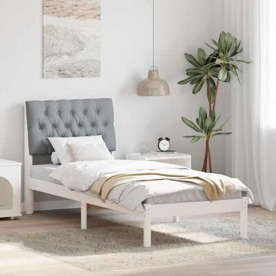 vidaXL Bettgestell mit gepolstertem Kopfteil Weiß 75 x 190 cm - Weiß vidaXL Bettgestell mit gepolstertem Kopfteil Weiß 75 x 190 cm - Weiß