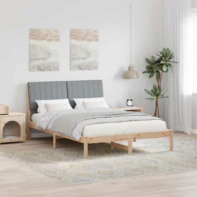 vidaXL Bettrahmen mit Kopfteil Braun 135 x 190 cm Massives Kiefernholz - Braun vidaXL Bettrahmen mit Kopfteil Braun 135 x 190 cm Massives Kiefernholz - Braun
