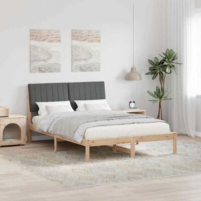 vidaXL Bettrahmen mit Kopfteil Braun 135 x 190 cm Massives Kiefernholz - Braun vidaXL Bettrahmen mit Kopfteil Braun 135 x 190 cm Massives Kiefernholz - Braun