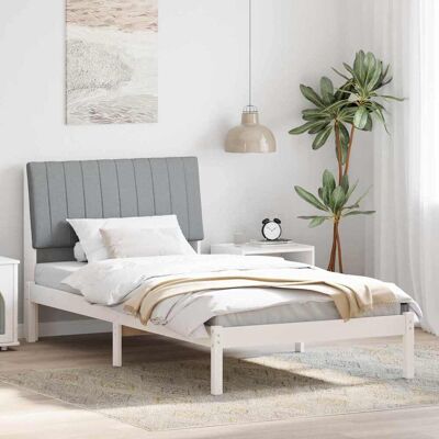 vidaXL Bettrahmen mit Kopfteil Weiß 100 x 200 cm Massives Kiefernholz - Weiß vidaXL Bettrahmen mit Kopfteil Weiß 100 x 200 cm Massives Kiefernholz - Weiß