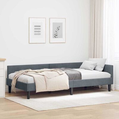 vidaXL Eckbettgestell mit Kopfteil Dunkelgrau 90 cm x 190 cm Samt - Grau vidaXL Eckbettgestell mit Kopfteil Dunkelgrau 90 cm x 190 cm Samt - Grau