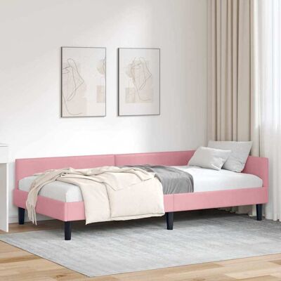 vidaXL Eckbettgestell mit Kopfteil Rosa 100 cm x 200 cm Samt - Rosa vidaXL Eckbettgestell mit Kopfteil Rosa 100 cm x 200 cm Samt - Rosa