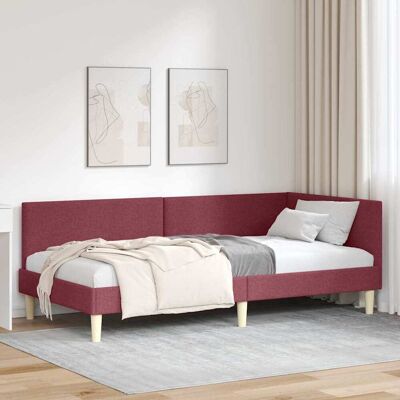 vidaXL Eckbettgestell Weinrot 80 cm x 200 cm Fabric and Plywood - Rot vidaXL Eckbettgestell Weinrot 80 cm x 200 cm Fabric and Plywood - Rot