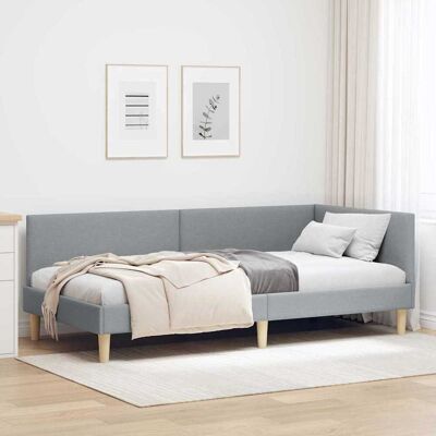 vidaXL Eckbettgestell Hellgrau 90 cm x 200 cm Fabric and Plywood - Hellgrau vidaXL Eckbettgestell Hellgrau 90 cm x 200 cm Fabric and Plywood - Hellgrau