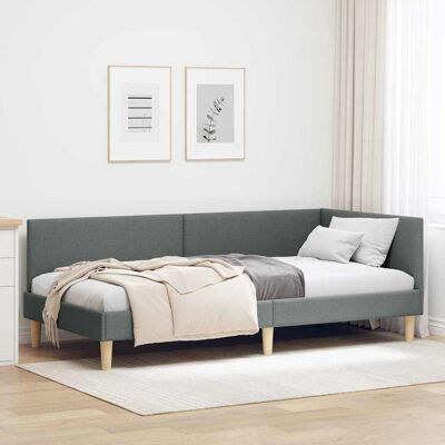 vidaXL Eckbettgestell Dunkelgrau 90 cm x 200 cm Fabric and Plywood - Grau vidaXL Eckbettgestell Dunkelgrau 90 cm x 200 cm Fabric and Plywood - Grau