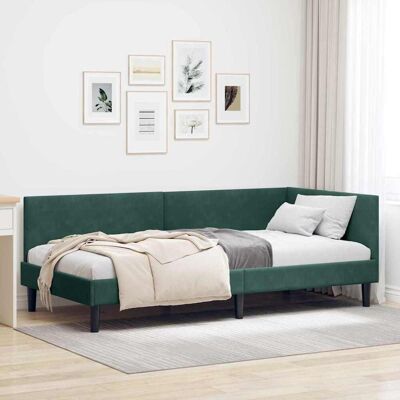 vidaXL Eckbettgestell mit Kopfteil Dunkelgrün 90 cm x 190 cm Samt - Grün vidaXL Eckbettgestell mit Kopfteil Dunkelgrün 90 cm x 190 cm Samt - Grün