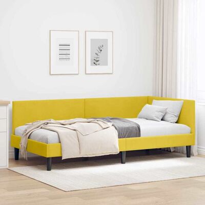 vidaXL Eckbettgestell mit Kopfteil Gelb 90 cm x 190 cm Samt - Gelb vidaXL Eckbettgestell mit Kopfteil Gelb 90 cm x 190 cm Samt - Gelb