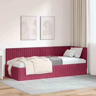 vidaXL Eckbettgestell mit Kopfteil Weinrot 80 cm x 200 cm Samt - Rot vidaXL Eckbettgestell mit Kopfteil Weinrot 80 cm x 200 cm Samt - Rot