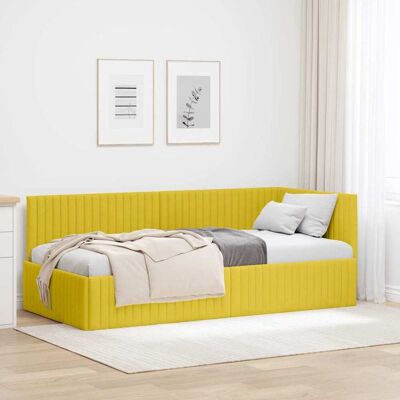 vidaXL Eckbettgestell mit Kopfteil Gelb 90 cm x 200 cm Samt - Gelb vidaXL Eckbettgestell mit Kopfteil Gelb 90 cm x 200 cm Samt - Gelb
