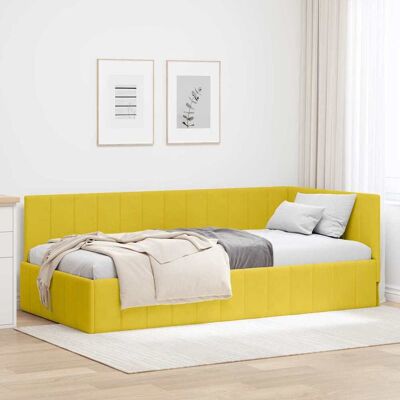 vidaXL Eckbettgestell mit Kopfteil Gelb 90 cm x 190 cm Samt - Gelb vidaXL Eckbettgestell mit Kopfteil Gelb 90 cm x 190 cm Samt - Gelb