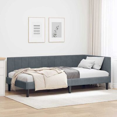 vidaXL Eckbettgestell mit Kopfteil Dunkelgrau 90 cm x 190 cm Samt - Grau vidaXL Eckbettgestell mit Kopfteil Dunkelgrau 90 cm x 190 cm Samt - Grau
