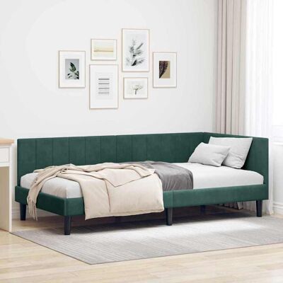 vidaXL Eckbettgestell mit Kopfteil Dunkelgrün 90 cm x 190 cm Samt - Grün vidaXL Eckbettgestell mit Kopfteil Dunkelgrün 90 cm x 190 cm Samt - Grün