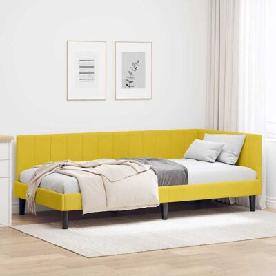 vidaXL Eckbettgestell mit Kopfteil Gelb 90 cm x 190 cm Samt - Gelb vidaXL Eckbettgestell mit Kopfteil Gelb 90 cm x 190 cm Samt - Gelb