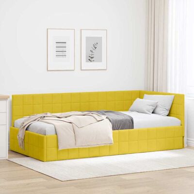 vidaXL Eckbettgestell mit Kopfteil Gelb 90 cm x 190 cm Samt - Gelb vidaXL Eckbettgestell mit Kopfteil Gelb 90 cm x 190 cm Samt - Gelb