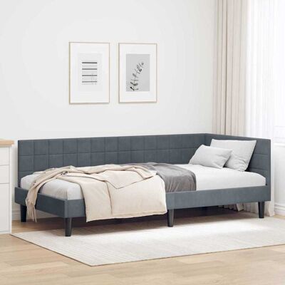 vidaXL Eckbettgestell mit Kopfteil Dunkelgrau 90 cm x 190 cm Samt - Grau vidaXL Eckbettgestell mit Kopfteil Dunkelgrau 90 cm x 190 cm Samt - Grau