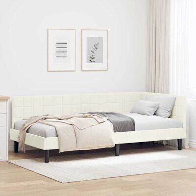 vidaXL Eckbettgestell mit Kopfteil Creme 90 cm x 190 cm Samt - Creme vidaXL Eckbettgestell mit Kopfteil Creme 90 cm x 190 cm Samt - Creme