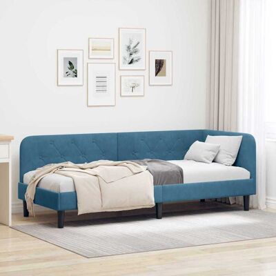 vidaXL Eckbettgestell Blau 80 x 200 cm Samt - Blau vidaXL Eckbettgestell Blau 80 x 200 cm Samt - Blau