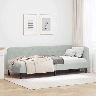 vidaXL Eckbettgestell Hellgrau 80 x 200 cm Samt - Hellgrau vidaXL Eckbettgestell Hellgrau 80 x 200 cm Samt - Hellgrau