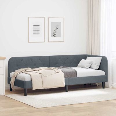 vidaXL Eckbettgestell Dunkelgrau 80 x 200 cm Samt - Grau vidaXL Eckbettgestell Dunkelgrau 80 x 200 cm Samt - Grau